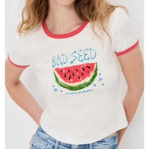 Copied - Mother The Itty Bitty Ringer Tee Watermelon "Bad Seed" Size S NWT